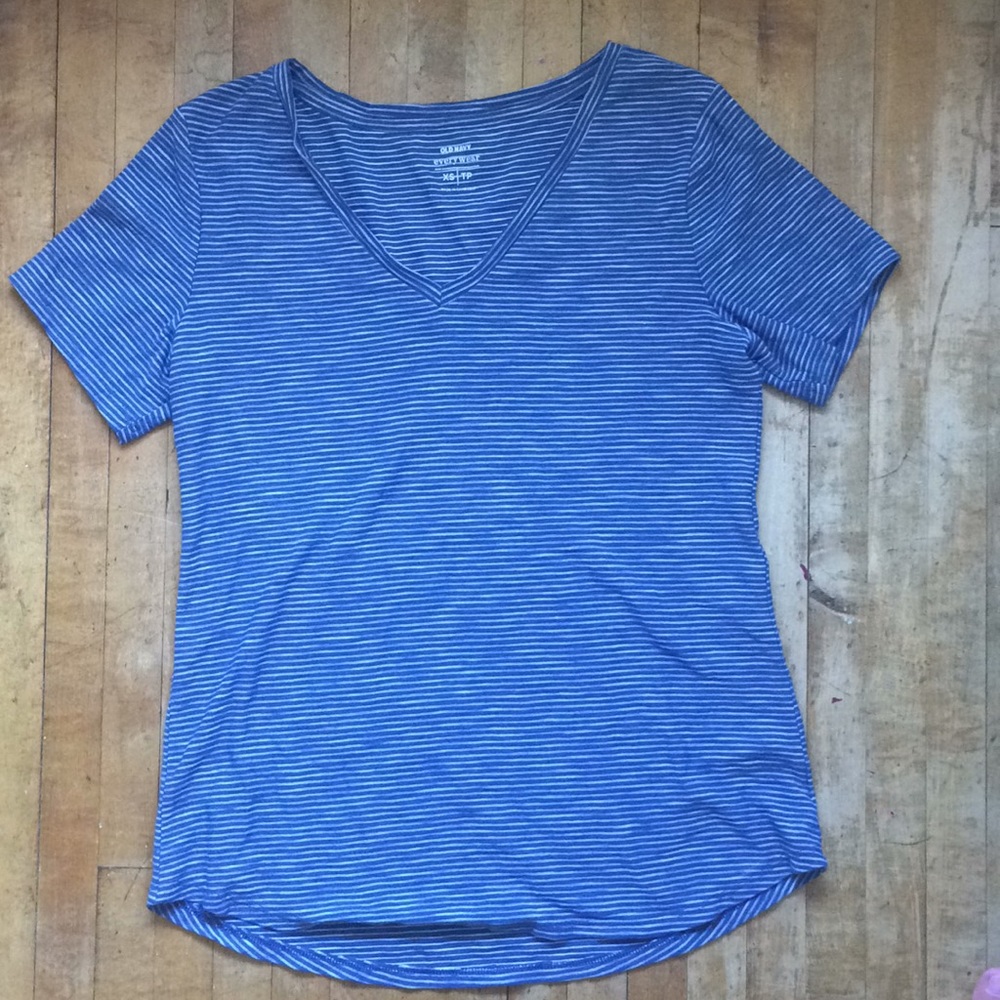 Old Navy Blue and White Striped Tshirt